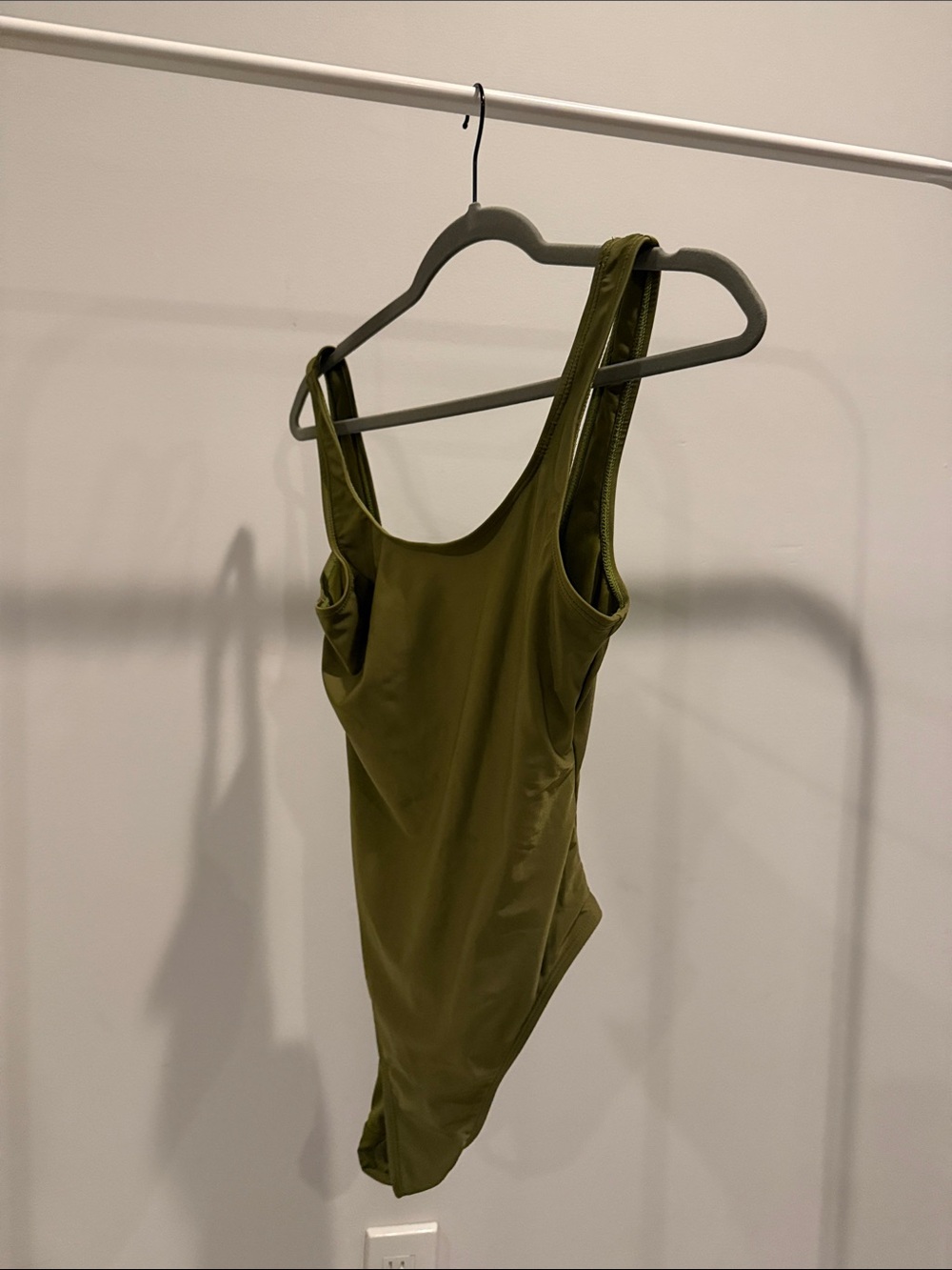 Olive Green One-Piece Swimsuit - Classic Scoop Neck